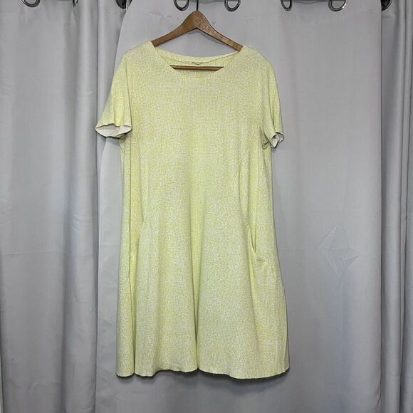 COS Women's Jersey Dress Size Large Citron Pockets Trapeze Lagenlook Minimalist - Picture 1 of 11